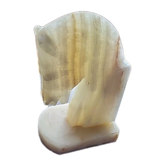 Vintage 5" Onyx Horse Head Equestrian Trojan Bookends Carved Stone Home Decor - Picture 6 of 14